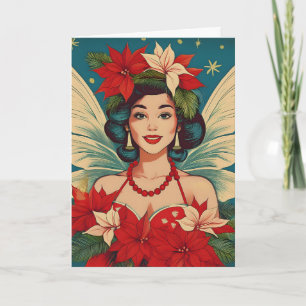 Retro 50s Tropical Christmas Pin-Up Beauty Queen Card