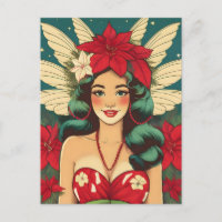 Retro 50s Tropical Christmas Pin-Up Girl