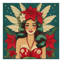 Retro 50s Tropical Christmas Pin-Up Girl