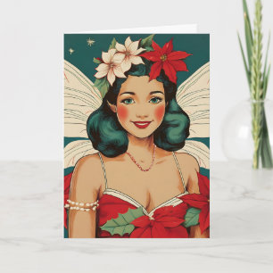 Retro 50s Tropical Christmas Pin-Up Starlet Card