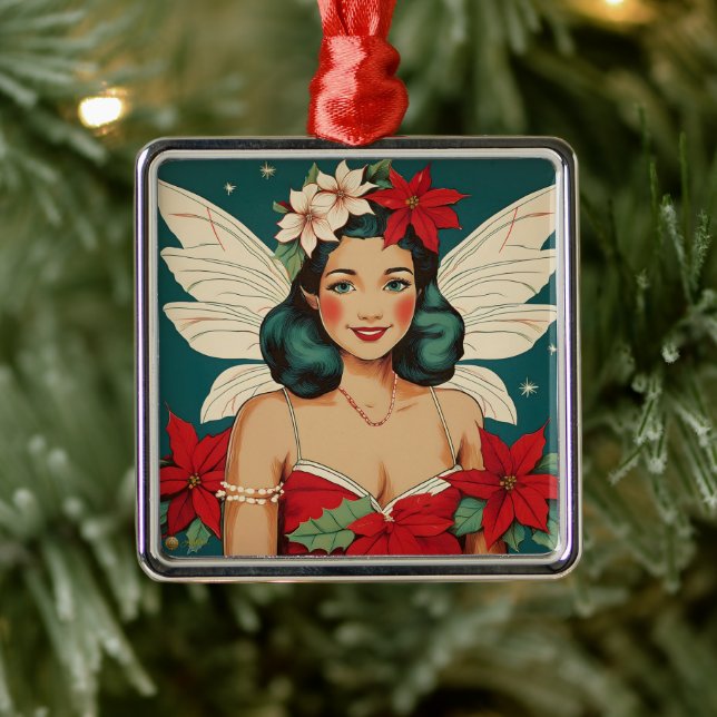 Retro 50s Tropical Christmas Pin-Up Starlet Metal Tree Decoration (Tree)