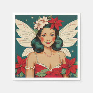 Retro 50s Tropical Christmas Pin-Up Starlet Napkin