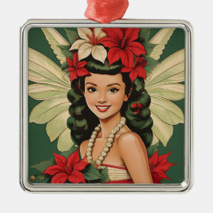 Retro 50s Tropical Christmas Princess Metal Tree Decoration