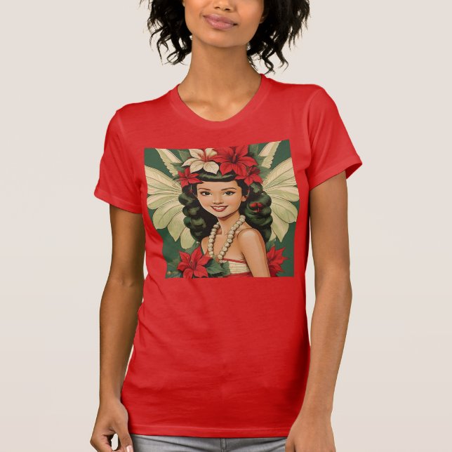 Retro 50s Tropical Christmas Princess T-Shirt (Front)