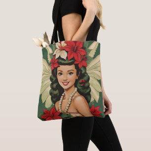 Retro 50s Tropical Christmas Princess Tote Bag