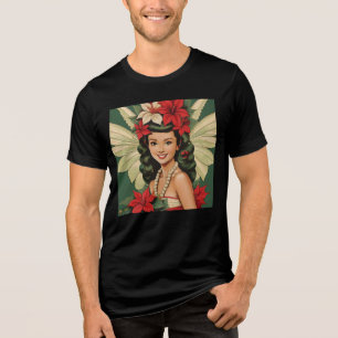 Retro 50s Tropical Christmas Princess Tri-Blend Shirt