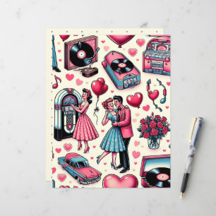 Retro 50s Valentine Scrapbook Paper
