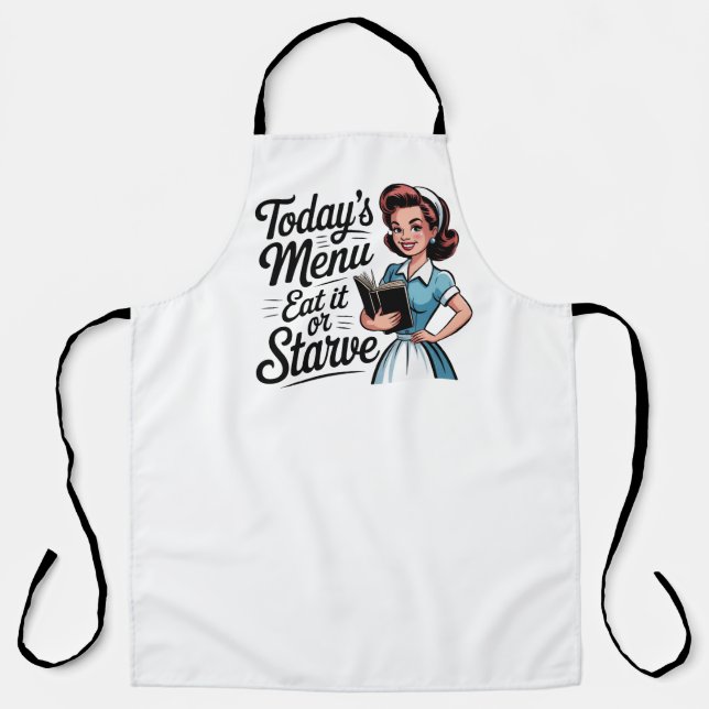 Retro 50s Waitress – Funny Vintage Kitchen Apron (Front)