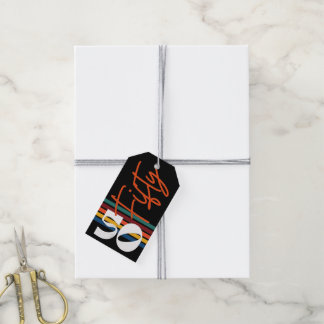 Retro 50th Birthday Colourful Striped Gift Tags