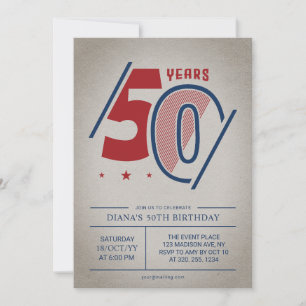 Retro 50th Birthday Invitation