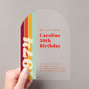 Retro 50th Birthday Party Arch Acrylic Invitations