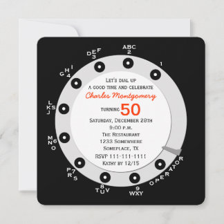Retro 50th Birthday Party Invitation Rotary Dial