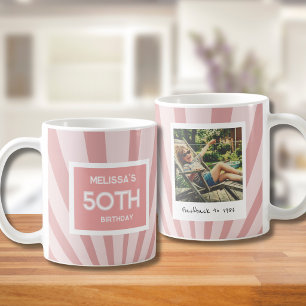 Retro 50th Birthday Pink Stripe Coffee Mug
