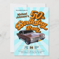 Retro 50th Birthday Vintage Classic Car Fun Party