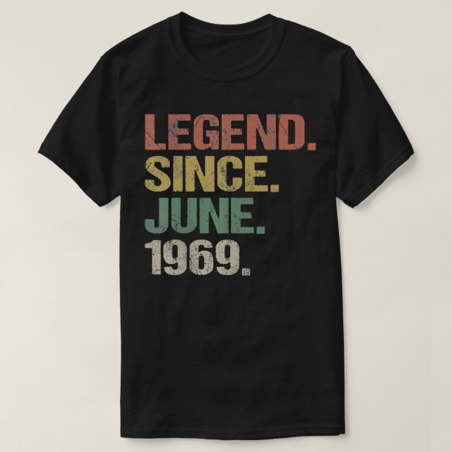Retro 52 Years Old Legend Since June 1969 52nd Bir T-Shirt (Design Front)