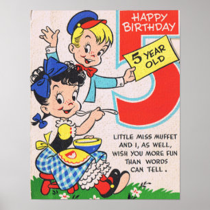 Retro 5th Birthday Card Poster