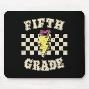 Retro 5th Fifth Grade Teacher Lightning Bolt Teach Mouse Pad