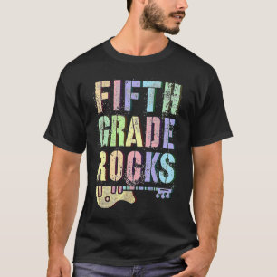 Retro 5th GRADE ROCKS Teacher Rockstar Squad Fifth T-Shirt
