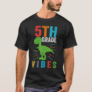 Retro 5th Grade Vibes Trex Teacher Student Educato T-Shirt