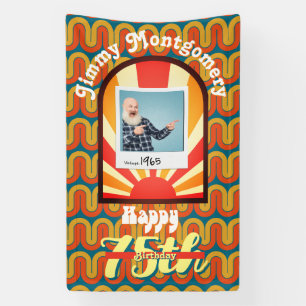 Retro 60’s Groovy Wave Custom Photo Birthday Banner