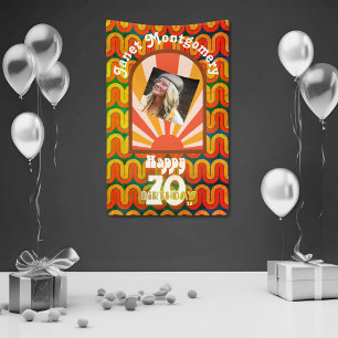 Retro 60’s Psychedelic Custom Photo 70th Birthday Poster