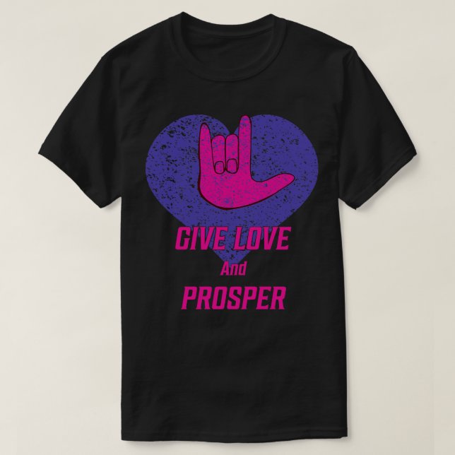 Retro 60d Give Love And Prosper T-Shirt (Design Front)