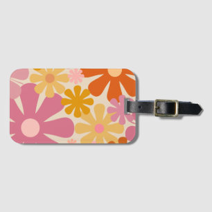 Retro 60s 70s Aesthetic Floral Pattern Luggage Tag