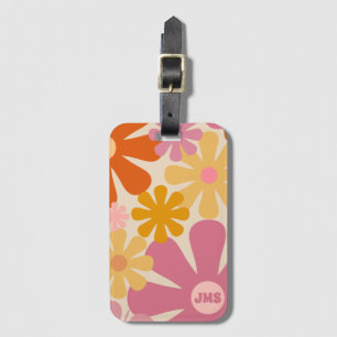 Retro 60s 70s Aesthetic Floral Pattern Luggage Tag