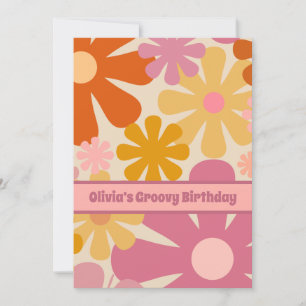 Retro 60s 70s Aesthetic Floral Pattern Personalise Invitation