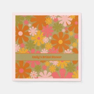 Retro 60s 70s Aesthetic Floral Personalised Napkin