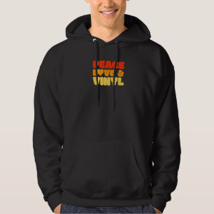 Retro 60s 70s Dj Peace Love Vinyl Music Lp Record  Hoodie
