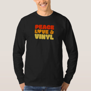 Retro 60s 70s Dj Peace Love Vinyl Music Lp Record  T-Shirt