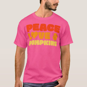 Retro 60s 70s Fall Autumn Season Peace Love Pumpki T-Shirt