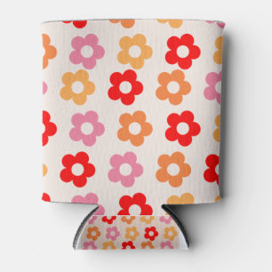 Retro 60s 70s flowers hippie can cooler