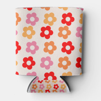 Retro 60s 70s flowers hippie can cooler