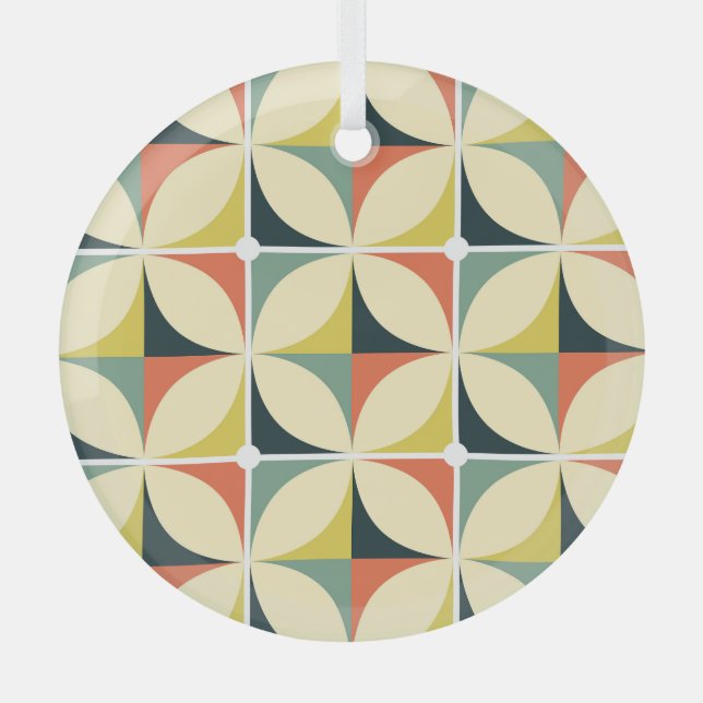 Retro 60's 70's geometric pattern. glass tree decoration (Front)