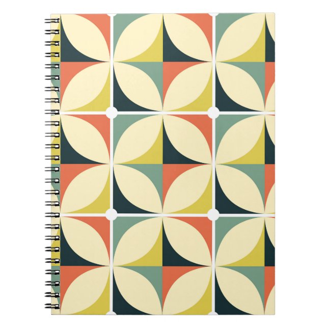 Retro 60's 70's geometric pattern. notebook (Front)