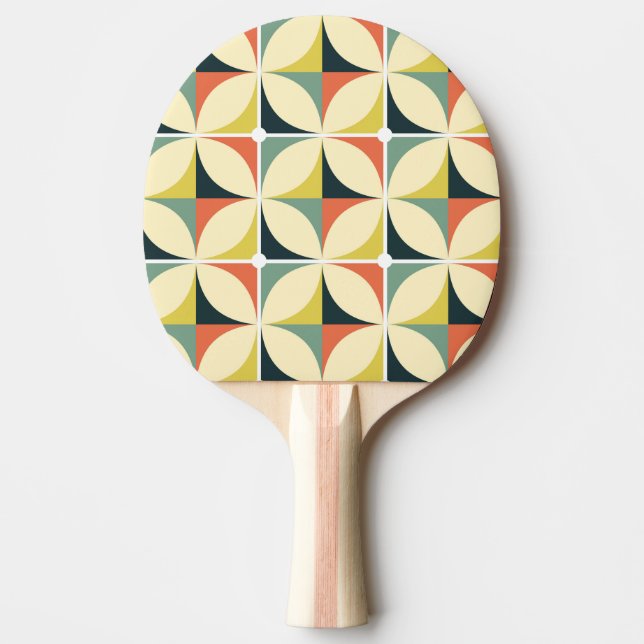 Retro 60's 70's geometric pattern. ping pong paddle (Front)