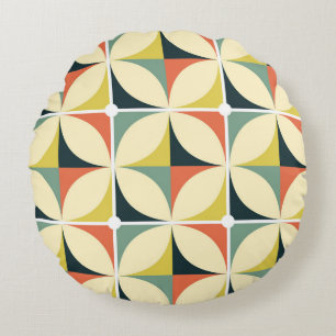 Retro 60's 70's geometric pattern. round cushion