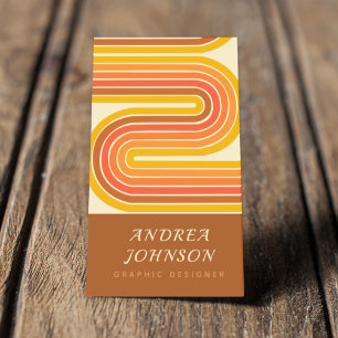 Retro 60s 70s Geometric Rainbow Sixties Waves Business Card