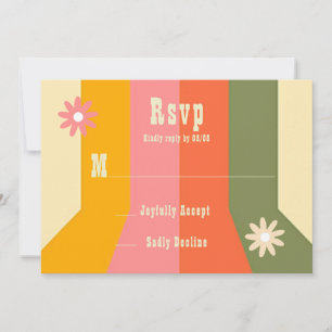 Retro 60s 70s Hippie Groovy Stripes RSVP Cards