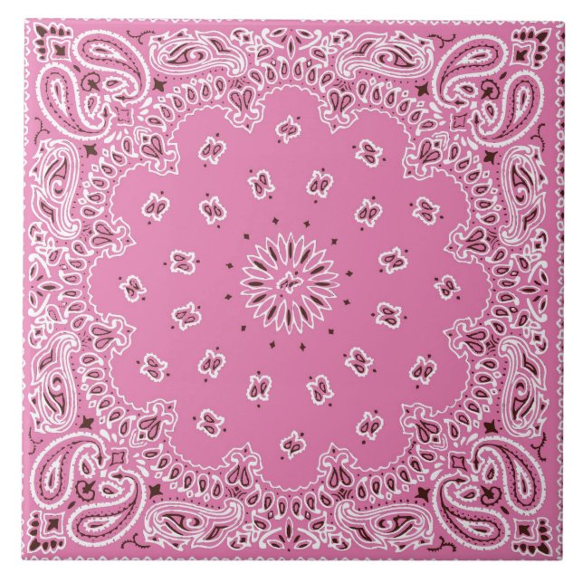 Retro 60s 70s Hippy Pink Bandanna Tile (Front)