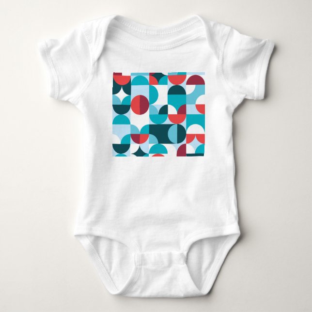 Retro 60's 70's minimalist pattern baby bodysuit (Front)