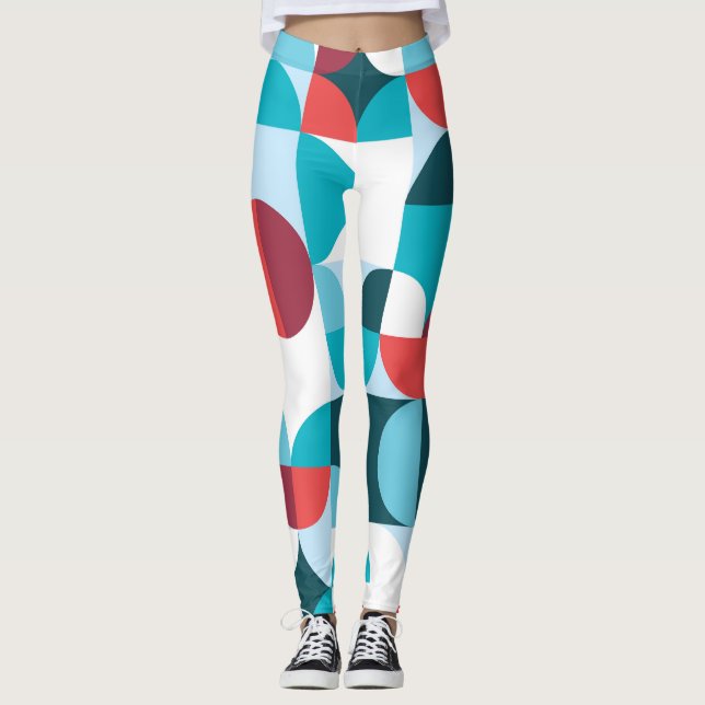Retro 60's 70's minimalist pattern leggings (Front)