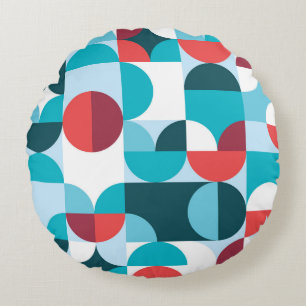 Retro 60's 70's minimalist pattern round cushion