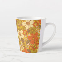 Retro 60s/70s Orange & Olive Green Floral