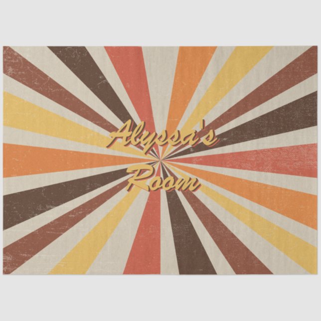 Retro 60s 70s Sunburst Striped Name Room Decoupage Tissue Paper (Front)