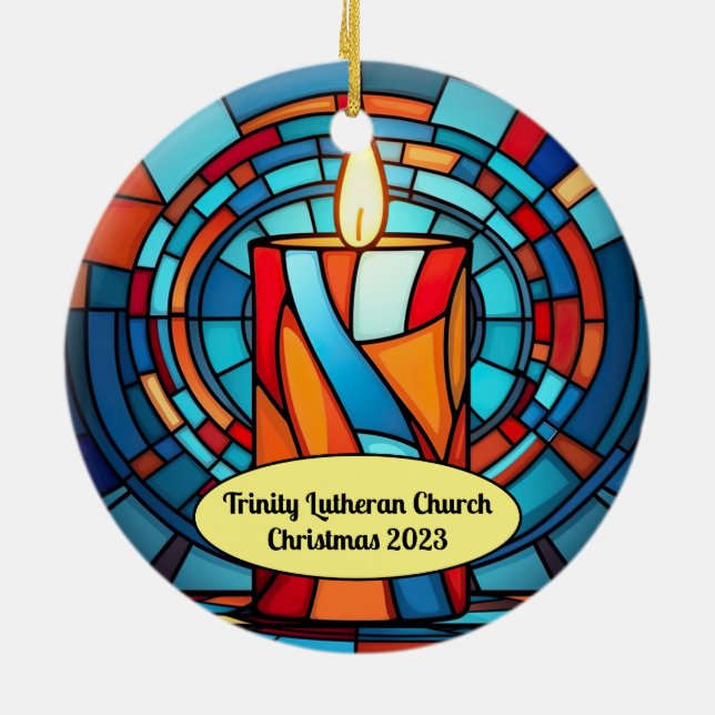 Retro 60s Candle Commemorative Ceramic Tree Decoration (Back)