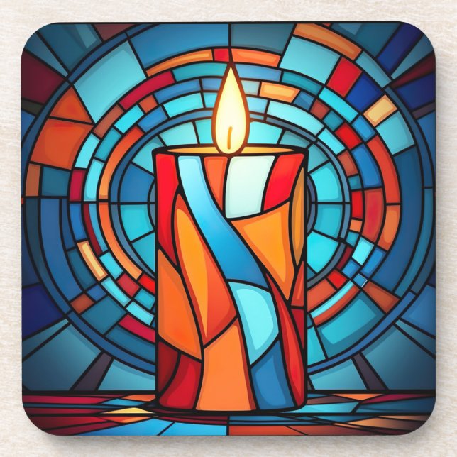 Retro 60s Christmas Candle  Coaster (Front)