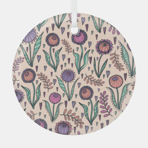 Retro 60s Floral: Home Decor Pattern Glass Tree Decoration